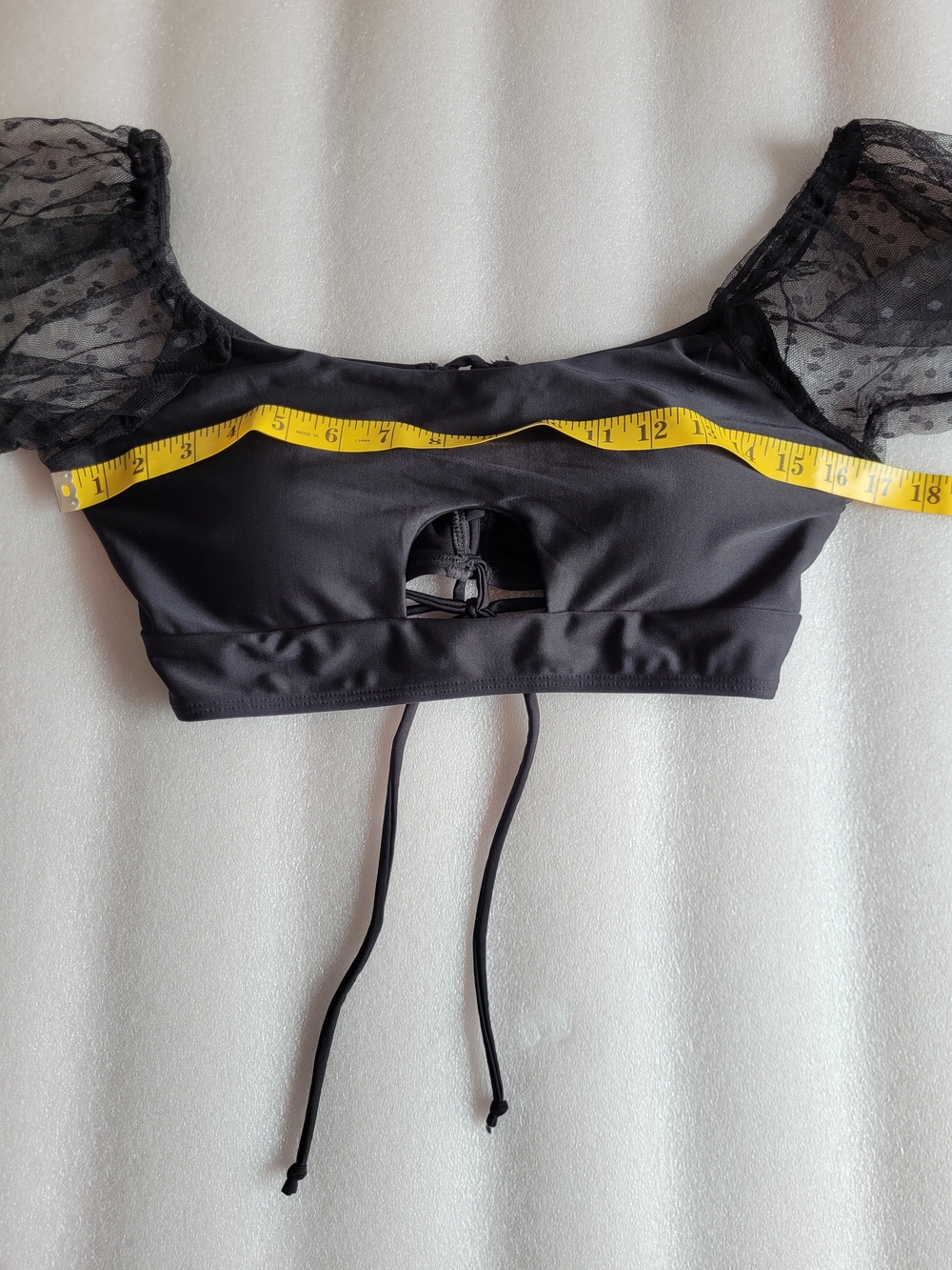 Sheer Puff-Sleeve Crop Crop Top Black Goth Whimsigoth 0X - Picture 9 of 11
